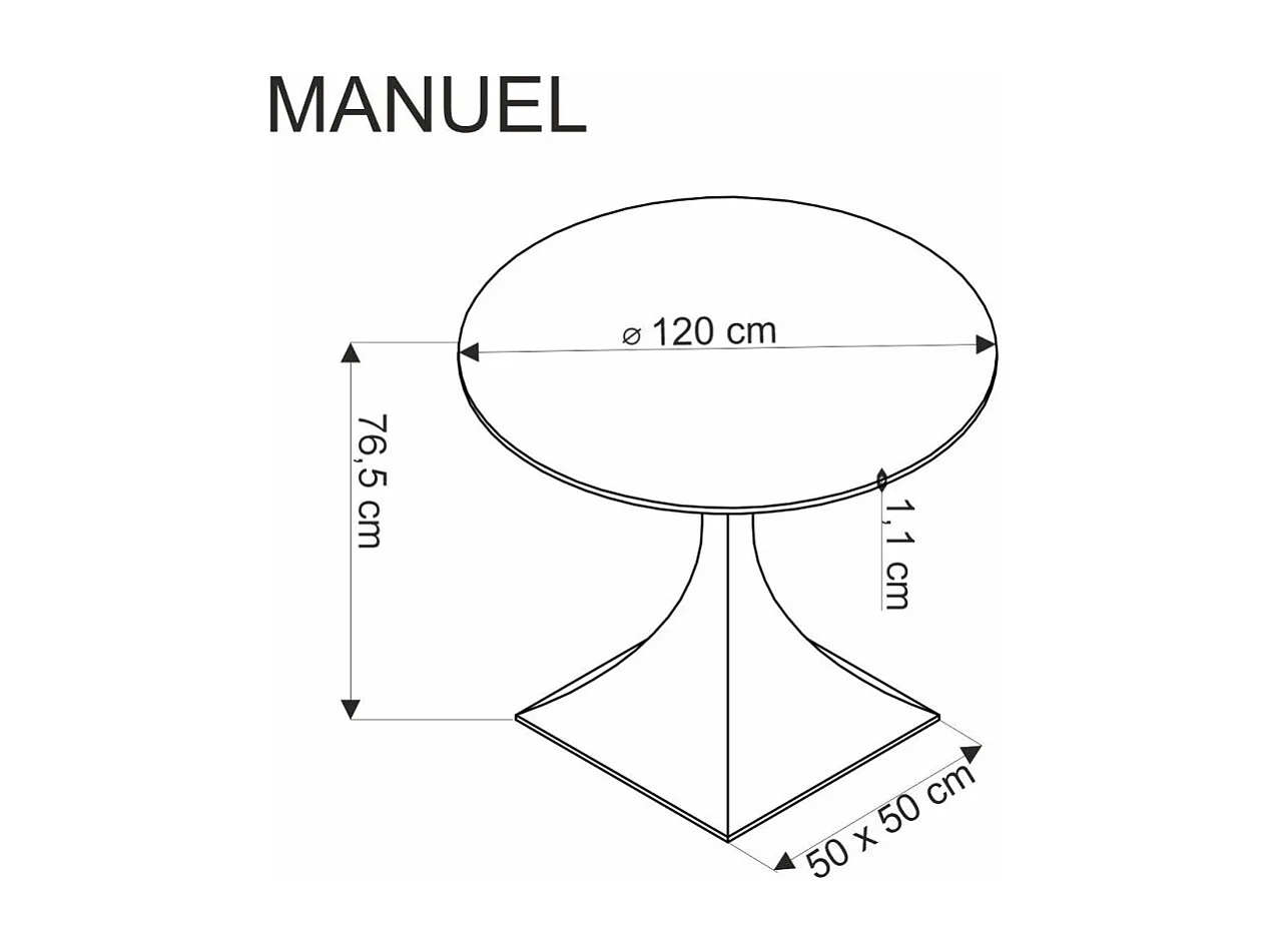 Esstisch Manuel (o120x77)/Gesinterter Stein/Schwarz&Grau
