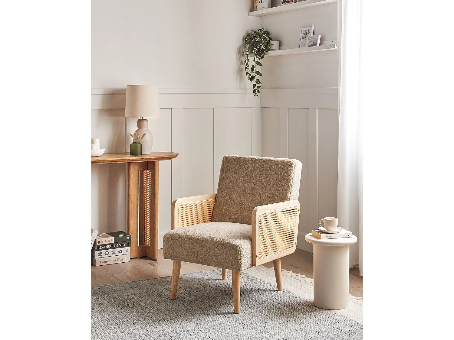 Fauteuil HOJBY Bouclé Beige sable