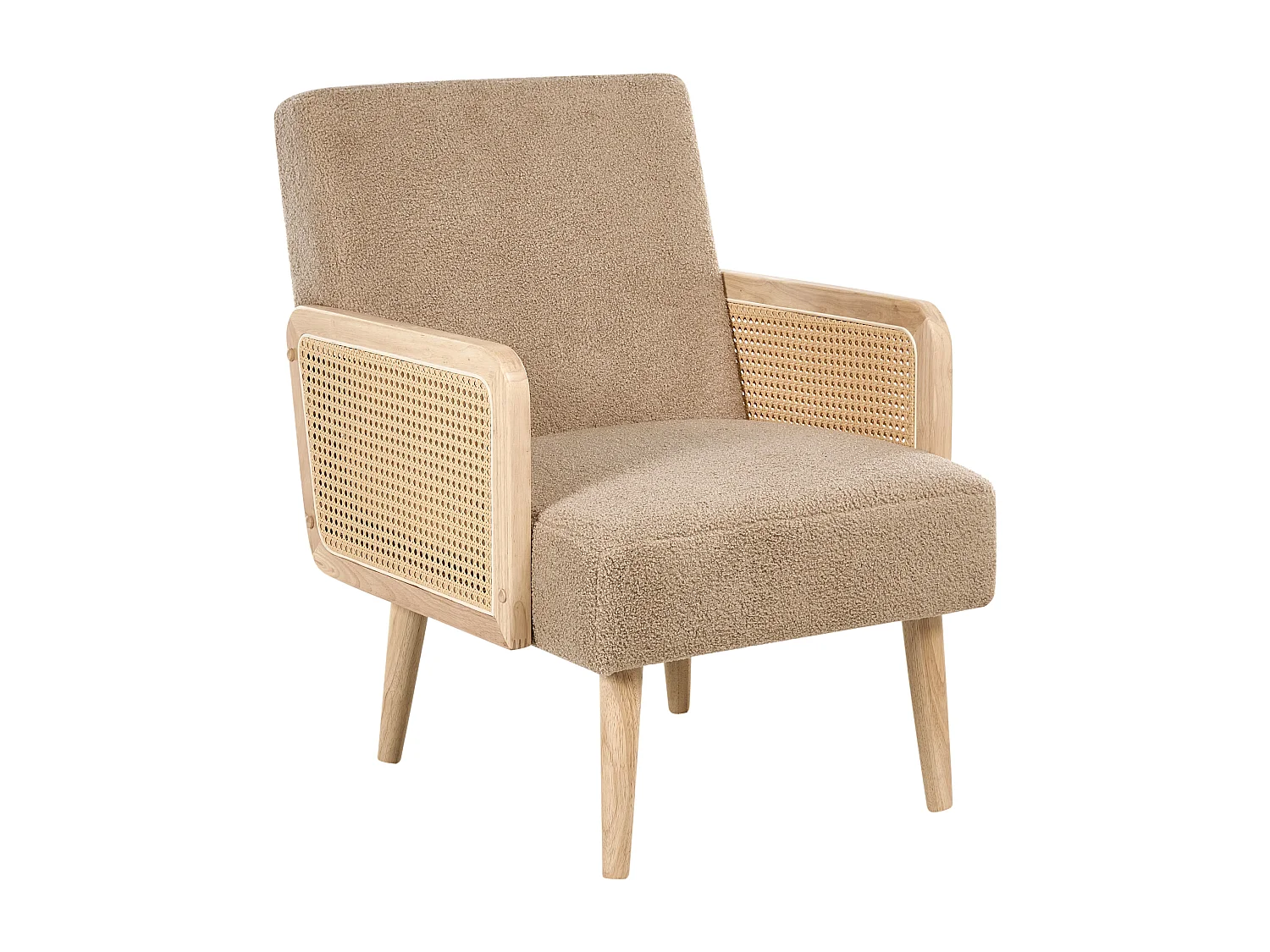 Fauteuil en bouclé beige sable HOJBY