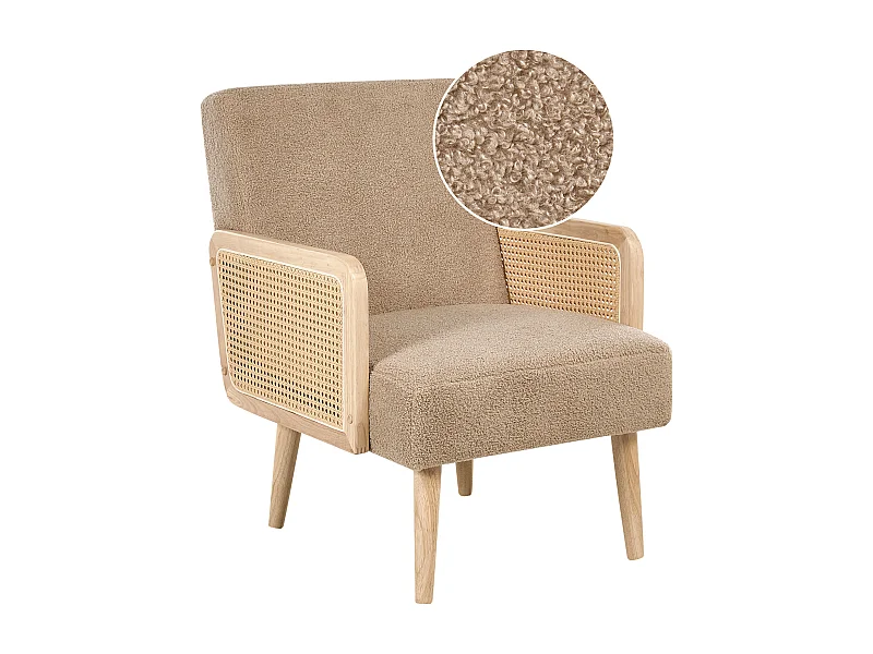 Fauteuil HOJBY Bouclé Beige sable
