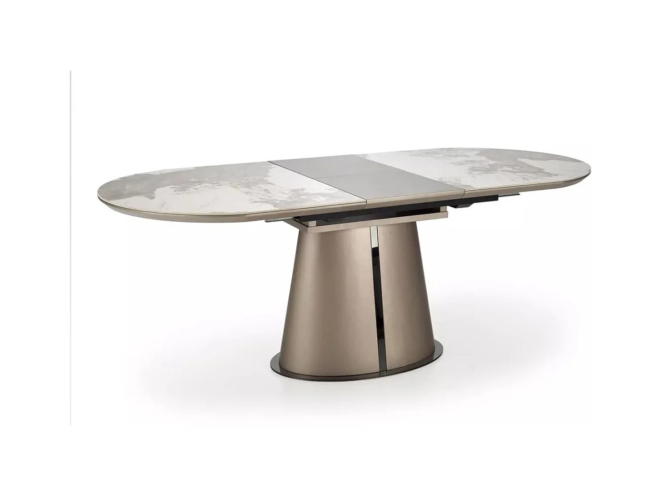 Table à manger Robinson (90x160-200)/Extensible/Céramique/Gris et Blanc