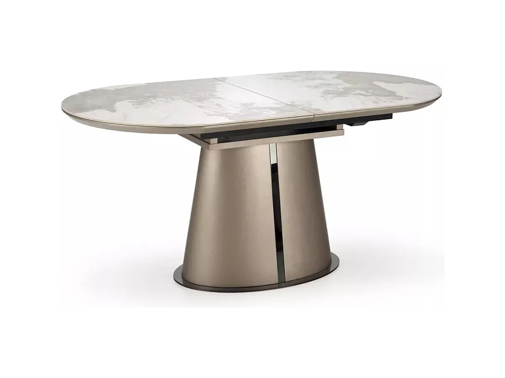 Table à manger Robinson (90x160-200)/Extensible/Céramique/Gris et Blanc