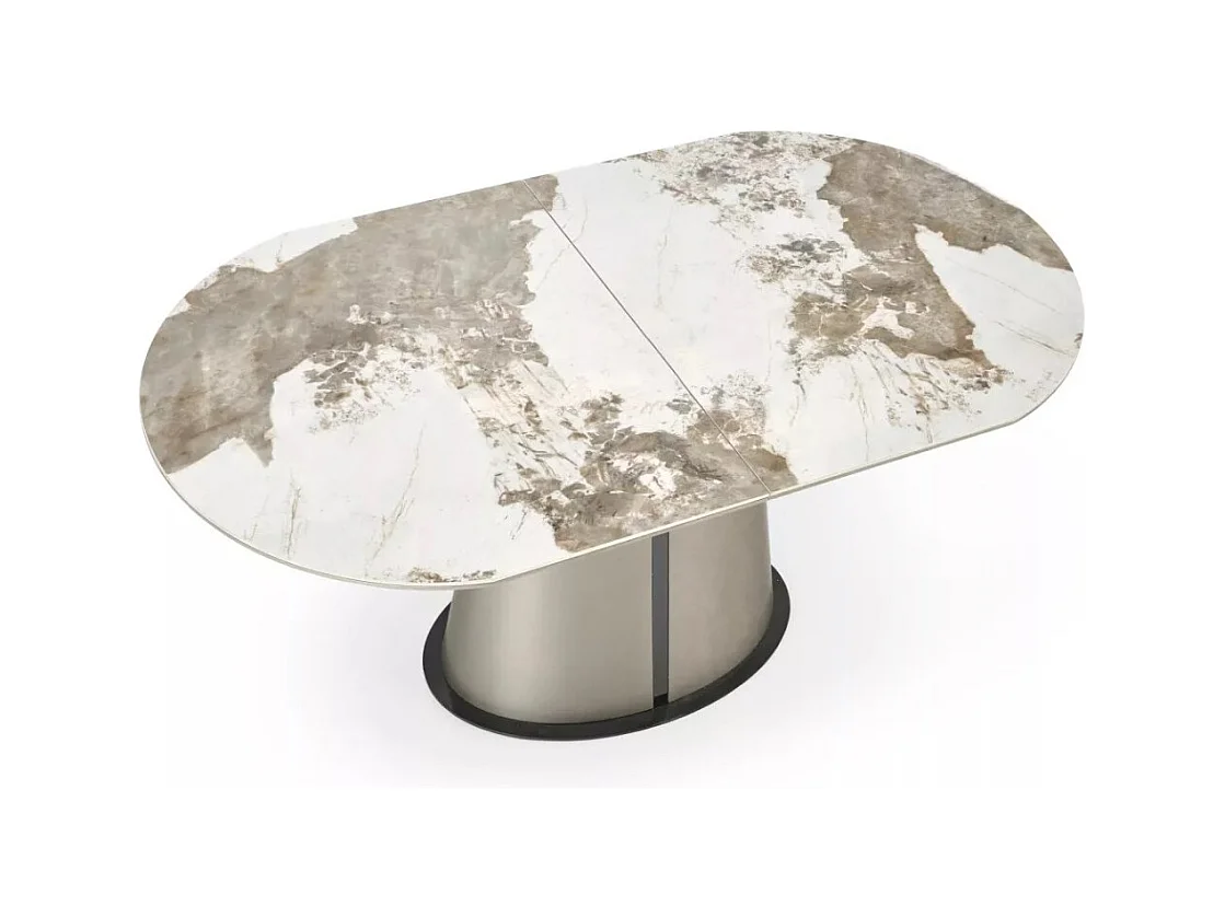 Table à manger Robinson (90x160-200)/Extensible/Céramique/Gris et Blanc