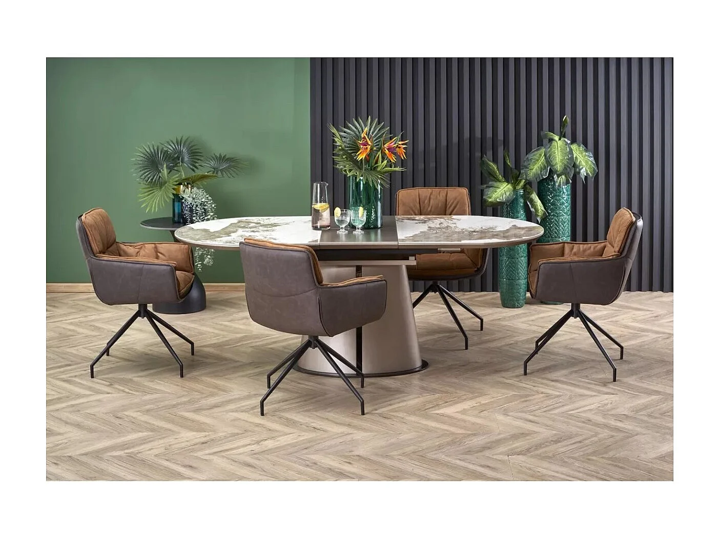 Tavolo da pranzo Robinson (90x160-200)/Allungabile/Ceramica/Grigio e Bianco