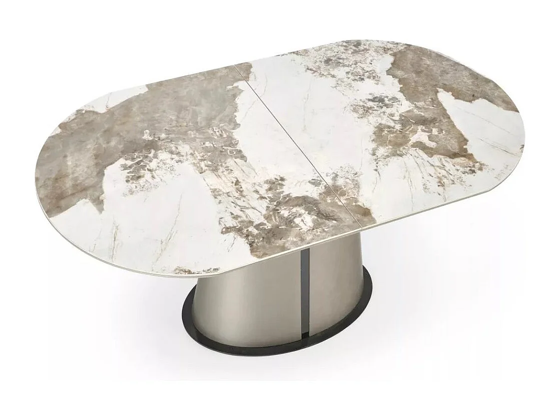 Tavolo da pranzo Robinson (90x160-200)/Allungabile/Ceramica/Grigio e Bianco