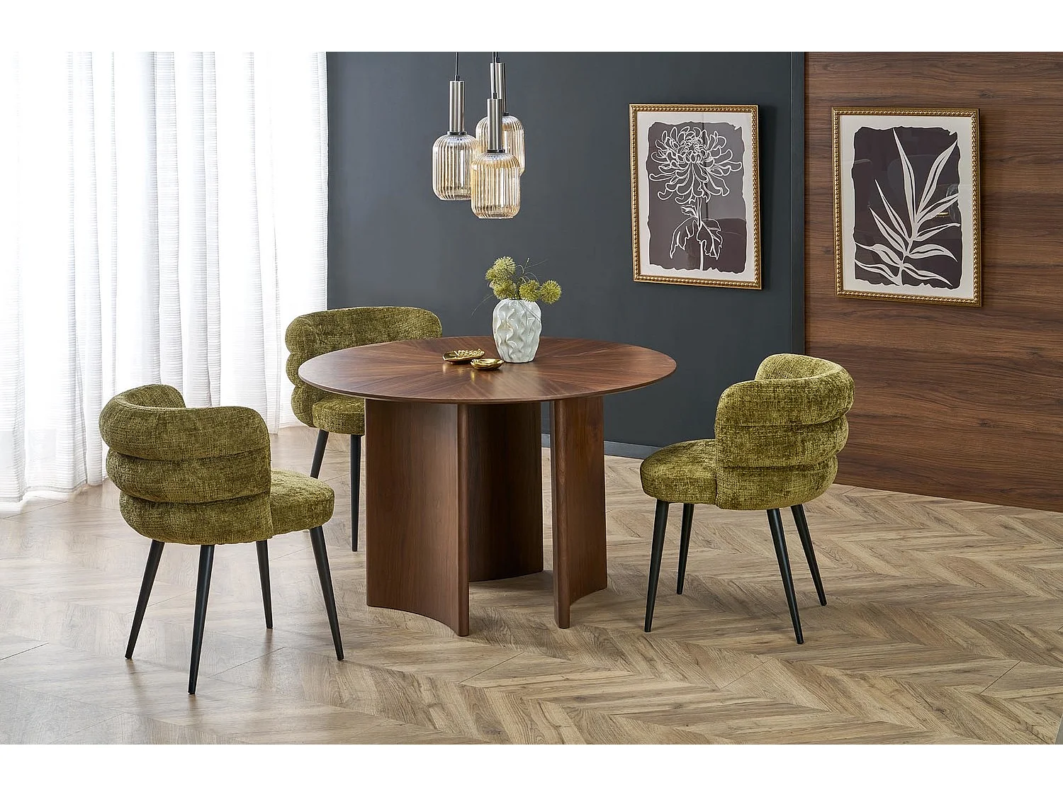 Table à manger Caldo (120x76)/MDF+Placage/Ronde/Marron