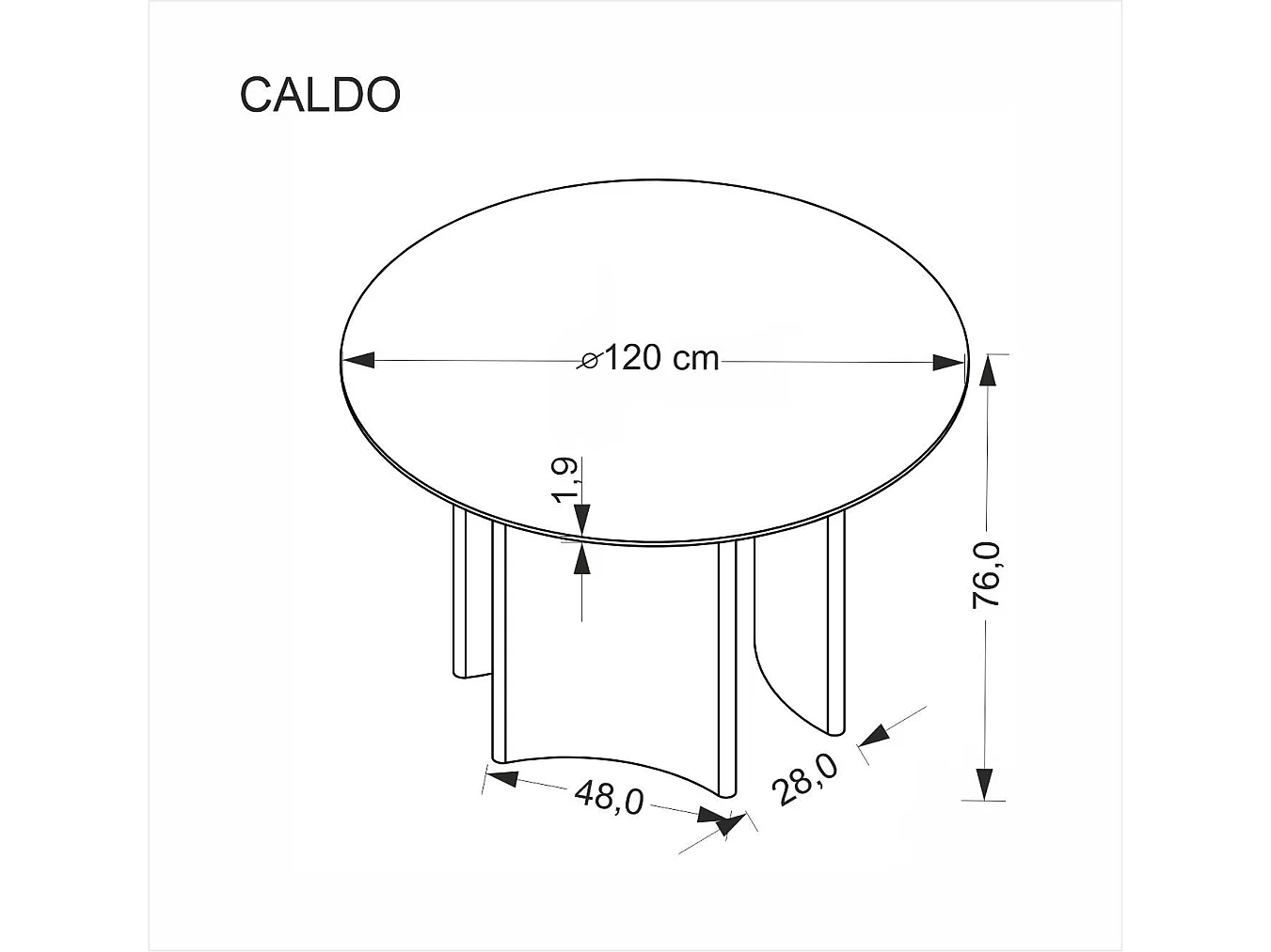 Table à manger Caldo (120x76)/MDF+Placage/Ronde/Marron