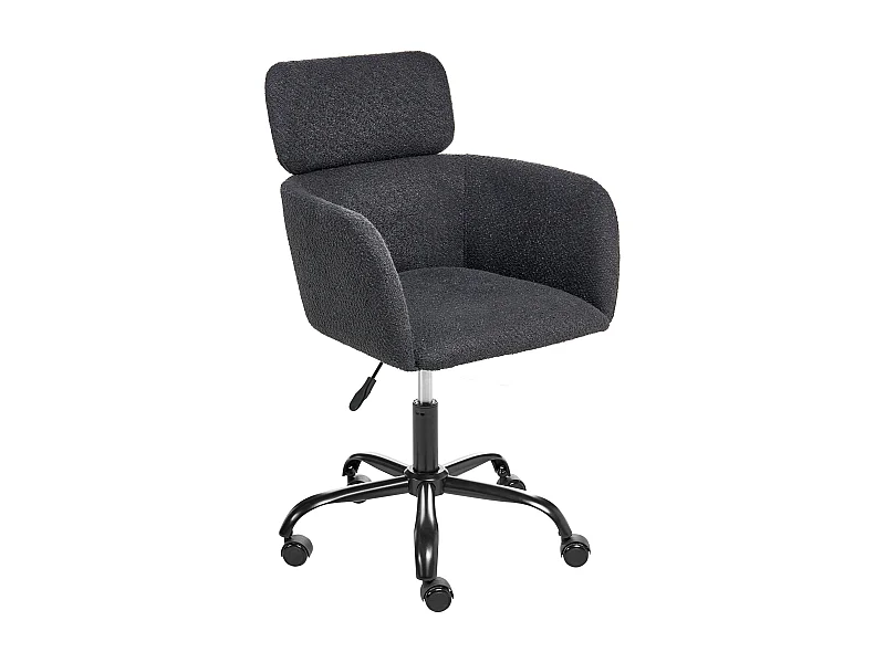 Chaise de bureau ALENA Bouclé Noir