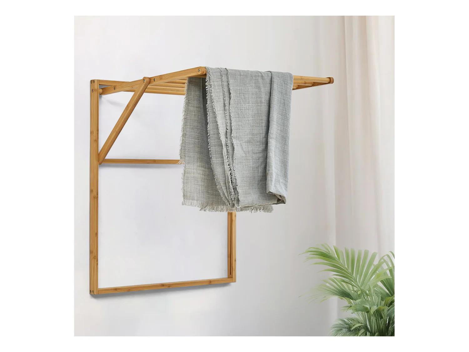 SVITA LOKKA porte-serviettes et porte-vêtements mural pliable en bambou