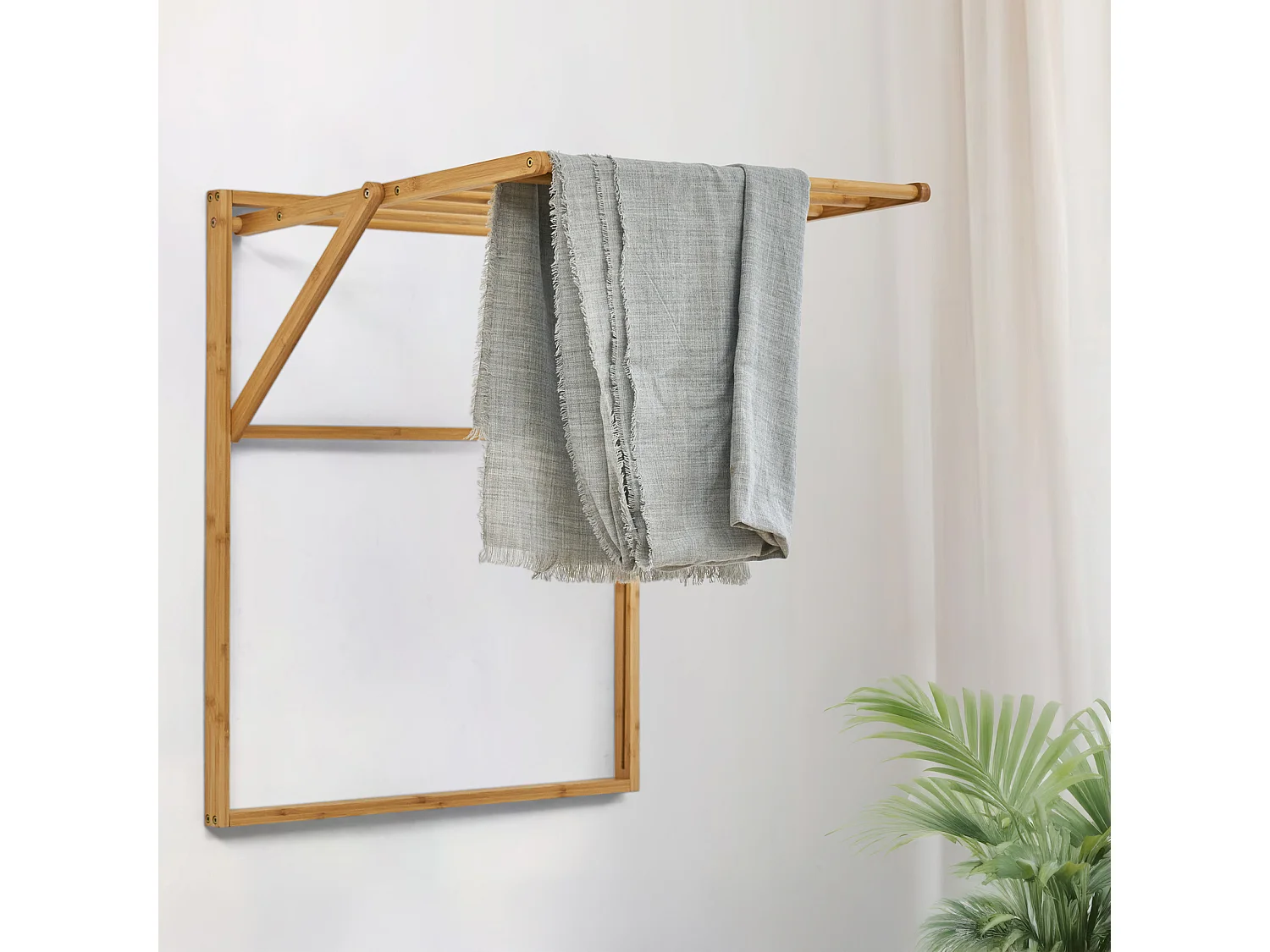 SVITA LOKKA porte-serviettes et porte-vêtements mural pliable en bambou