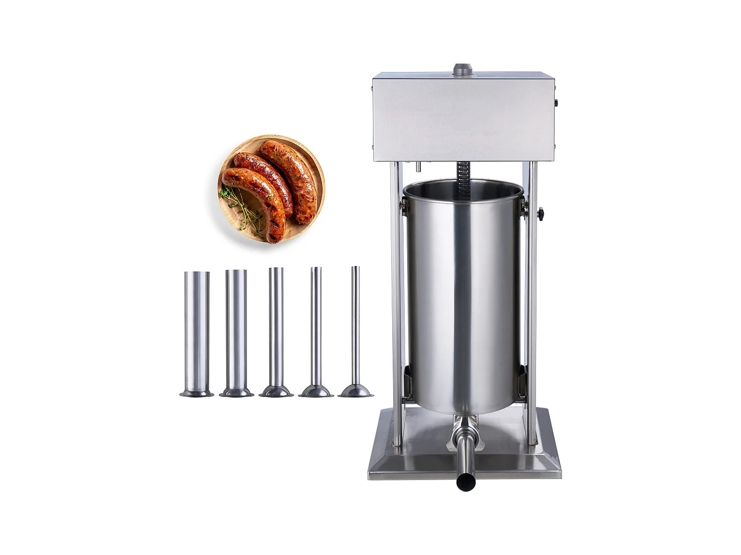 Empujador de Salchichas Eléctrico SucceBuy, Empujador de Carne Vertical 25 L, Acero Inoxidable, para Aplicaciones Comerciales en Supermercados, Restaurantes