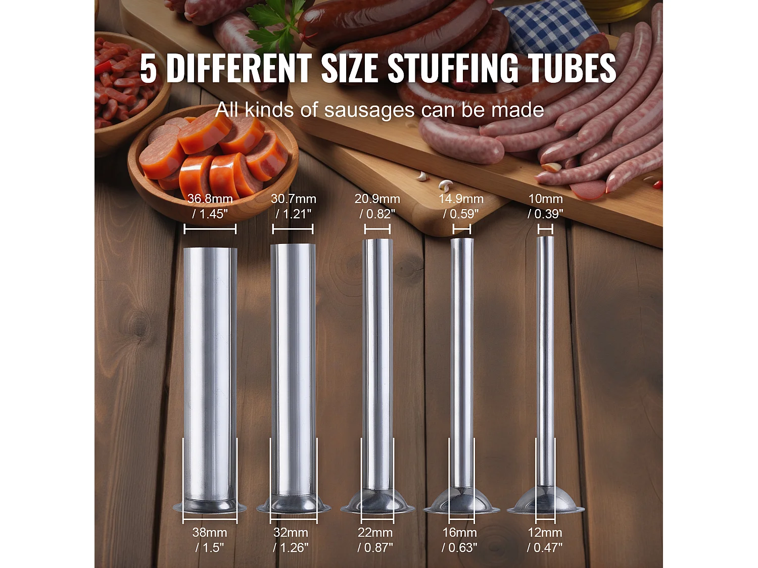 Empujador de Salchichas Eléctrico SucceBuy, Empujador de Carne Vertical 25 L, Acero Inoxidable, para Aplicaciones Comerciales en Supermercados, Restaurantes