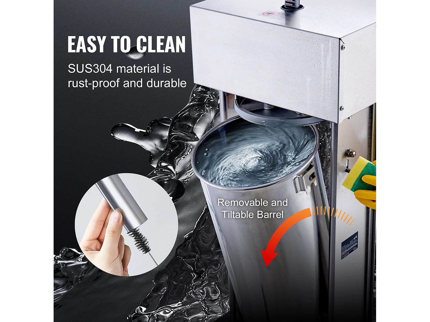 Empujador de Salchichas Eléctrico SucceBuy, Empujador de Carne Vertical 25 L, Acero Inoxidable, para Aplicaciones Comerciales en Supermercados, Restaurantes