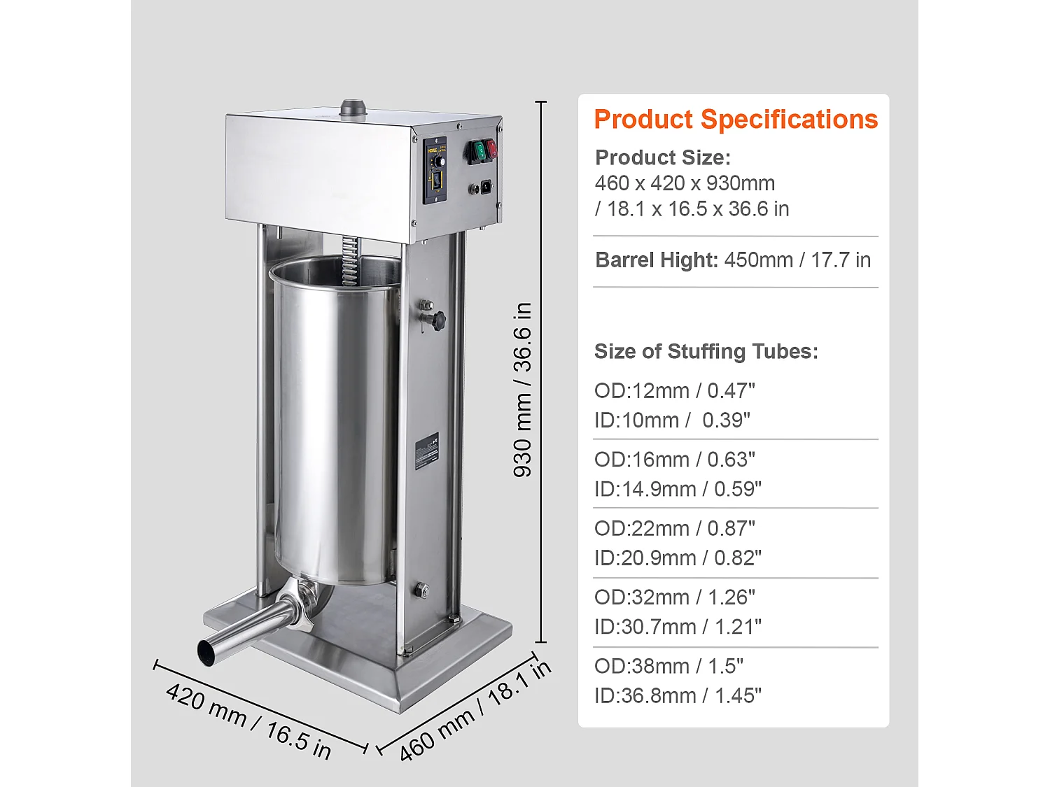 Poussoir à Saucisses Électrique SucceBuy, Poussoir à Viande Vertical 25 L, Acier Inoxydable, pour les Applications Commerciales dans les Supermarchés, Restaurants