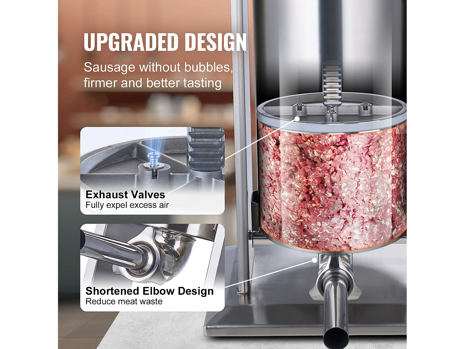 Poussoir à Saucisses Électrique SucceBuy, Poussoir à Viande Vertical 25 L, Acier Inoxydable, pour les Applications Commerciales dans les Supermarchés, Restaurants