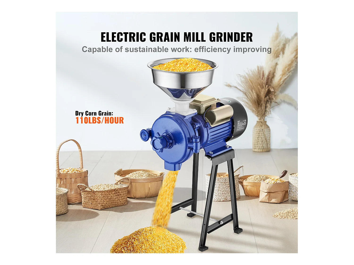 Moulin à Grains SucceBuy Électrique 3000 W - Robuste, Épaisseur Réglable, Idéal pour Une Utilisation Commerciale Et Divers Grains