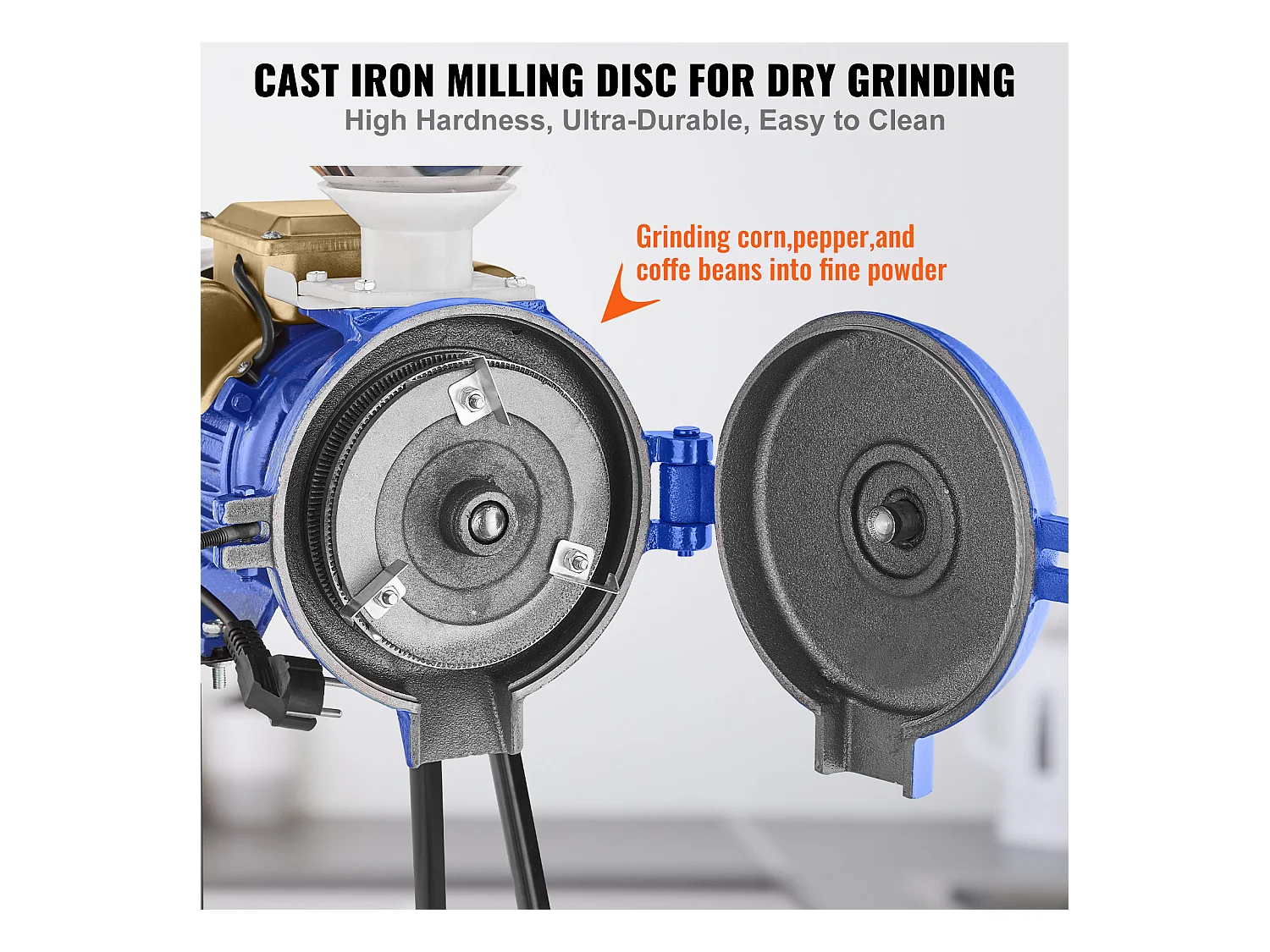 Moulin à Grains SucceBuy Électrique 3000 W - Robuste, Épaisseur Réglable, Idéal pour Une Utilisation Commerciale Et Divers Grains