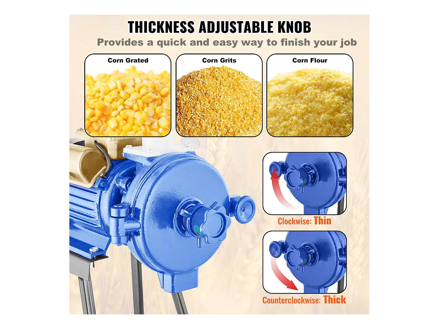 Moulin à Grains SucceBuy Électrique 3000 W - Robuste, Épaisseur Réglable, Idéal pour Une Utilisation Commerciale Et Divers Grains