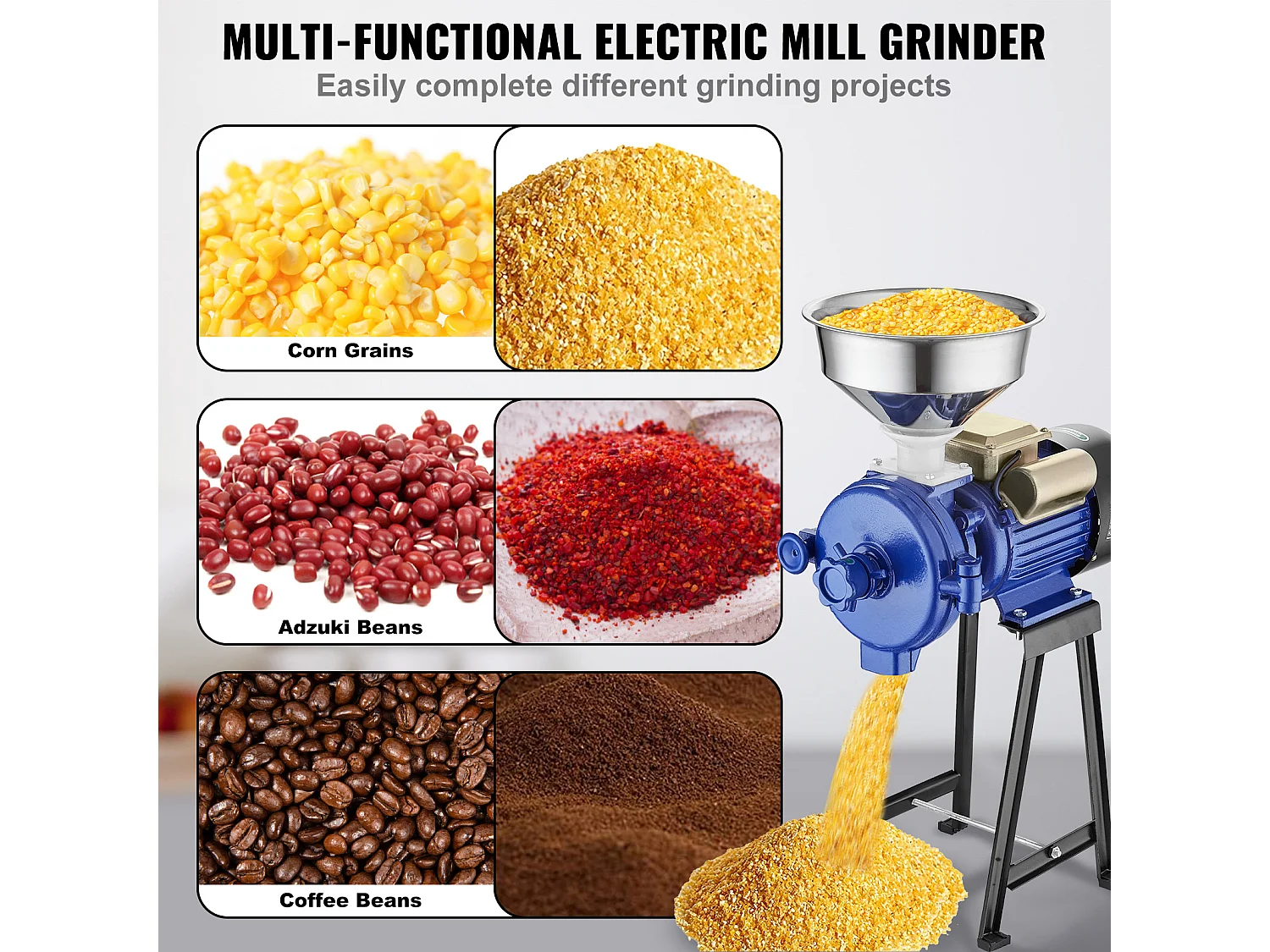 Moulin à Grains SucceBuy Électrique 3000 W - Robuste, Épaisseur Réglable, Idéal pour Une Utilisation Commerciale Et Divers Grains