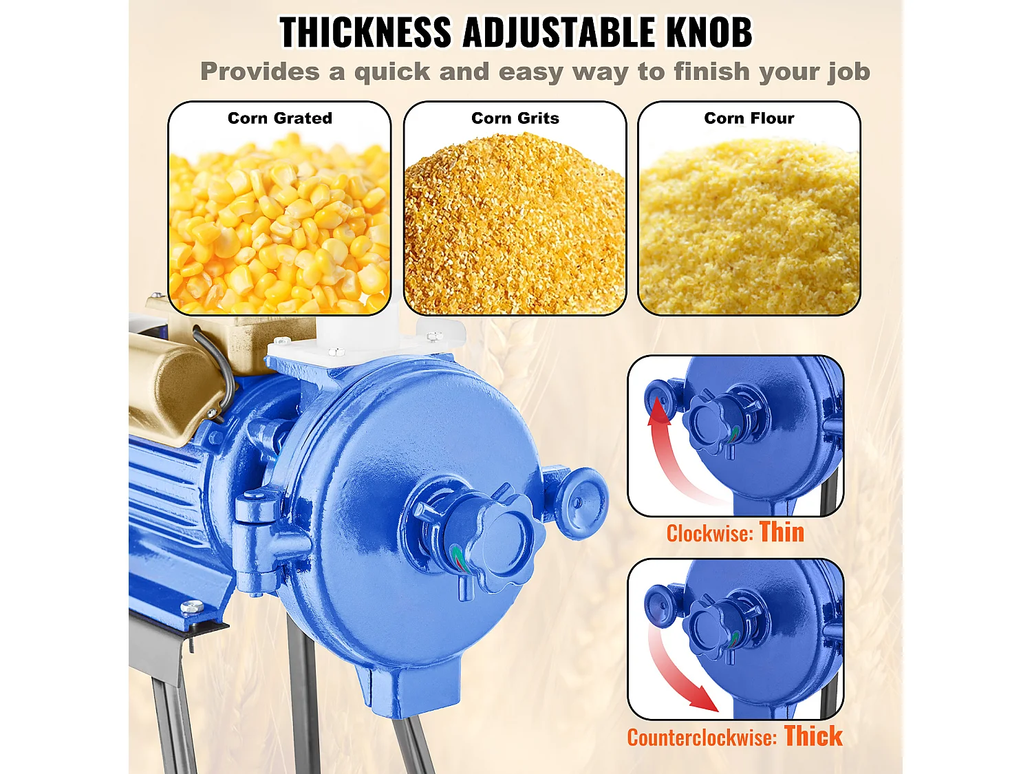 Moulin à Grains SucceBuy Électrique 3000 W - Robuste, Épaisseur Réglable, Idéal pour Une Utilisation Commerciale Et Divers Grains