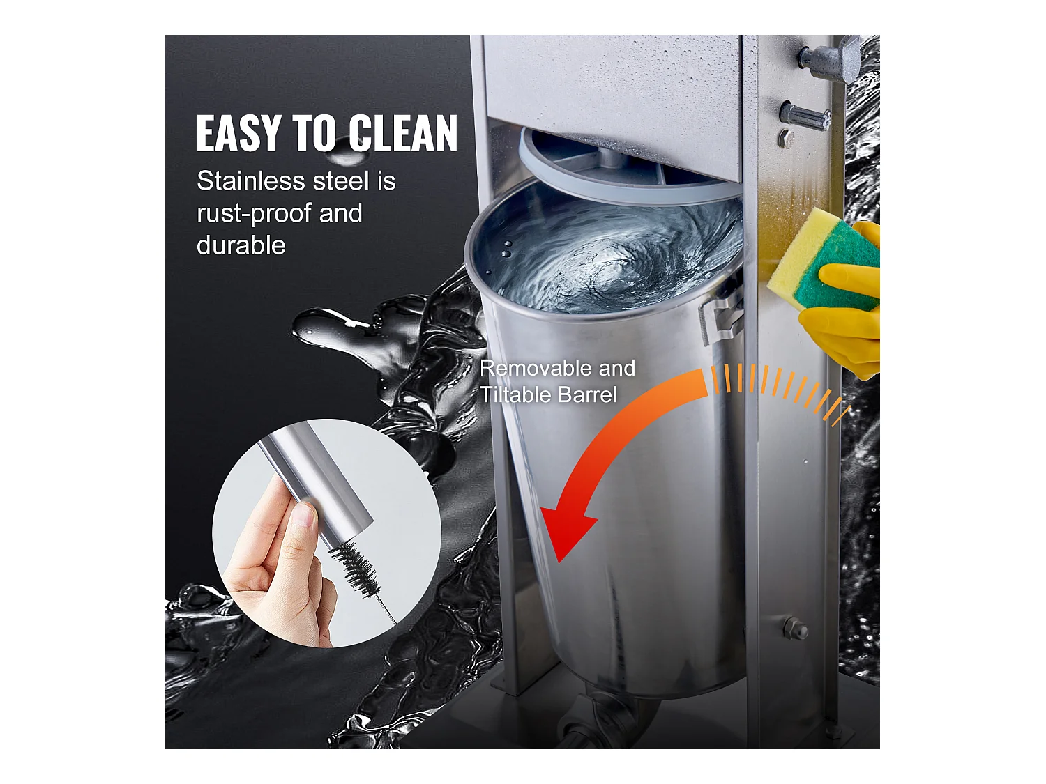 Handmatige Worstpen SucceBuy, 15 L / 30 lbs, RVS 304, voor Commerciële Toepassingen in Supermarkten, Restaurants