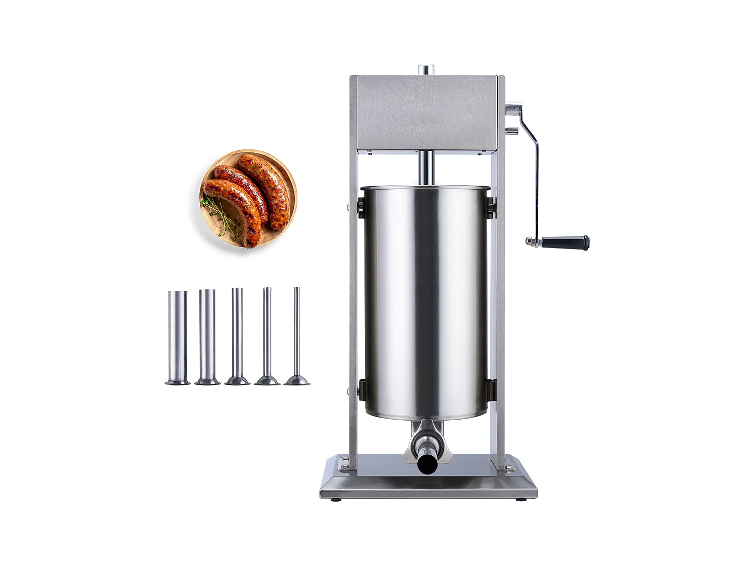 Poussoir à Saucisses Manuel SucceBuy, 15 L / 30 lbs, Acier Inoxydable, pour les Applications Commerciales dans les Supermarchés, les Restaurants