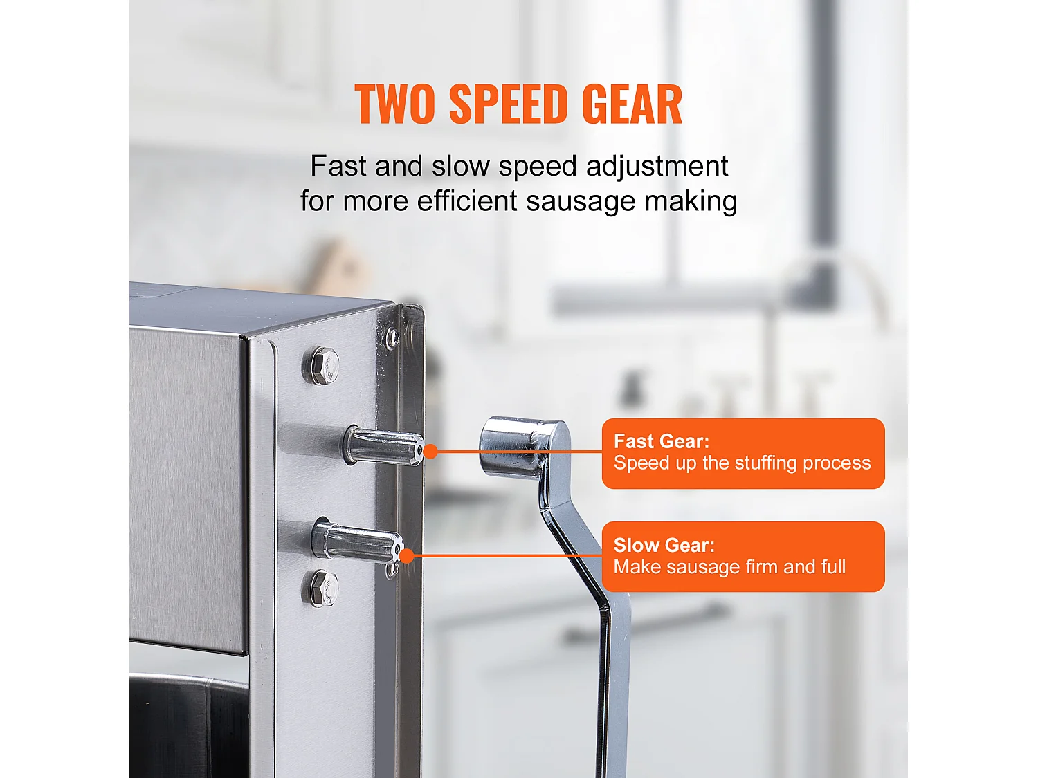 Poussoir à Saucisses Manuel SucceBuy, 15 L / 30 lbs, Acier Inoxydable, pour les Applications Commerciales dans les Supermarchés, les Restaurants