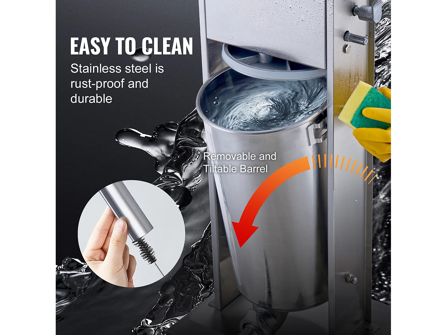 Poussoir à Saucisses Manuel SucceBuy, 15 L / 30 lbs, Acier Inoxydable, pour les Applications Commerciales dans les Supermarchés, les Restaurants