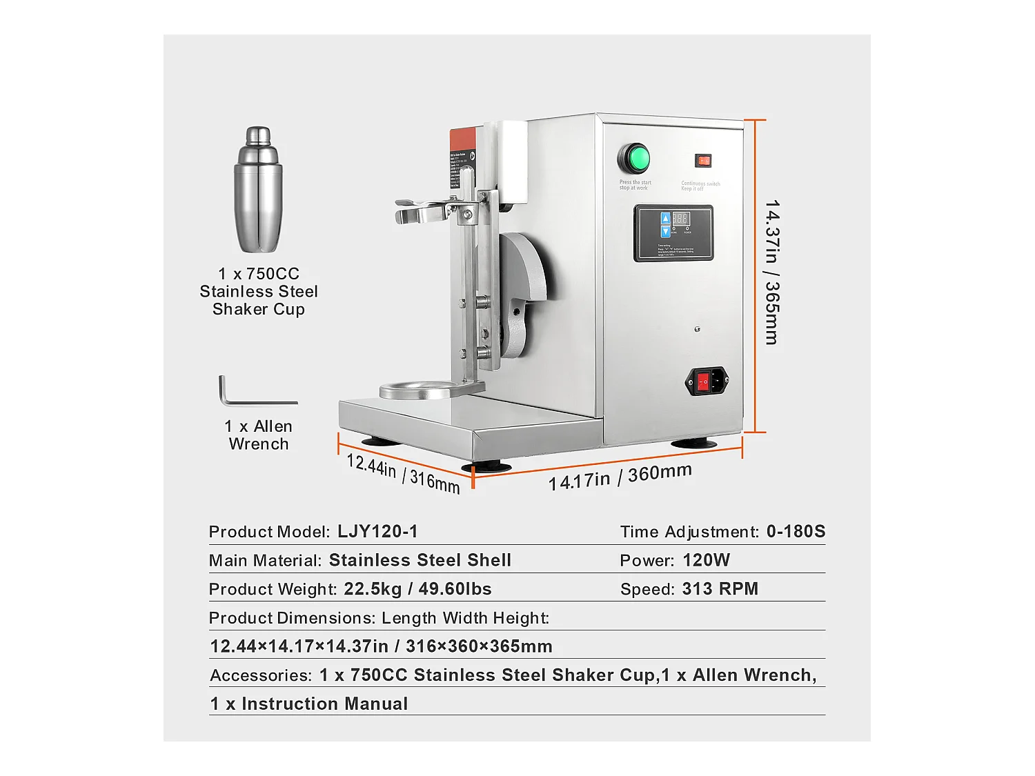 Machine à Milkshakes Électrique SucceBuy, 120 W, en Acier Inoxydable pour Usage Commercial