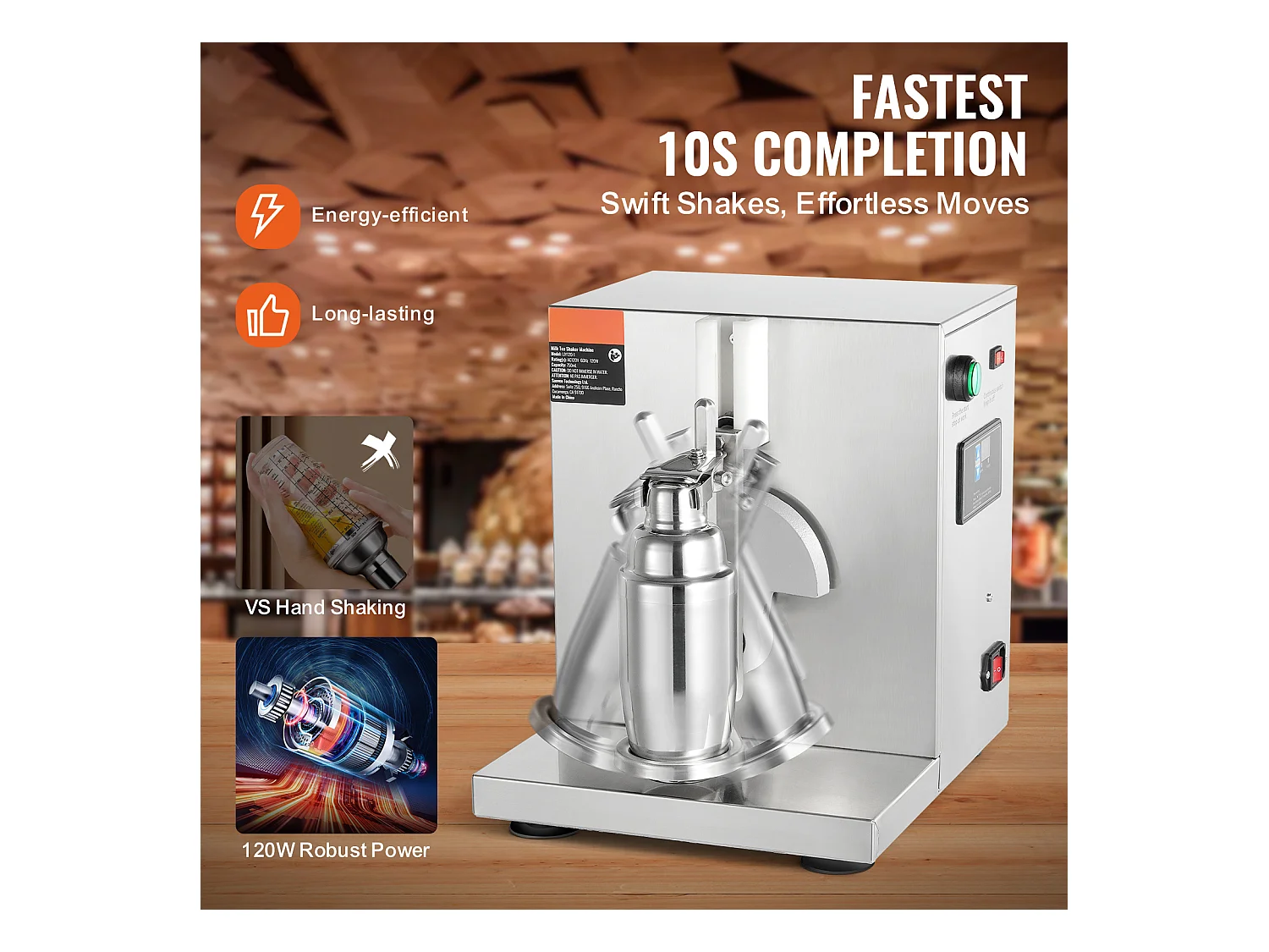 Machine à Milkshakes Électrique SucceBuy, 120 W, en Acier Inoxydable pour Usage Commercial