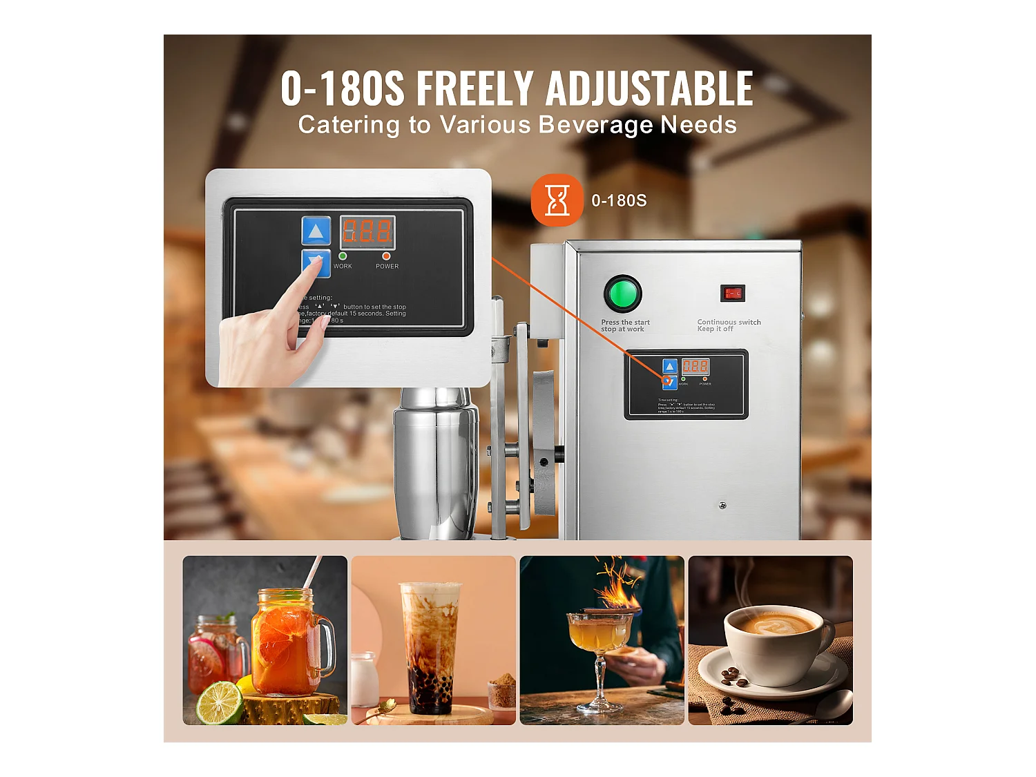 Machine à Milkshakes Électrique SucceBuy, 120 W, en Acier Inoxydable pour Usage Commercial