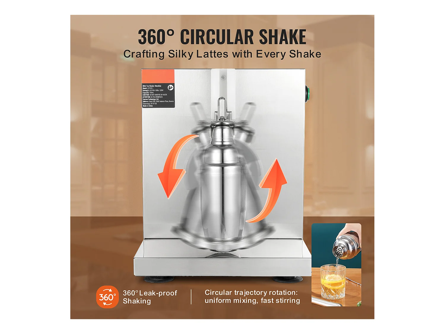 Machine à Milkshakes Électrique SucceBuy, 120 W, en Acier Inoxydable pour Usage Commercial