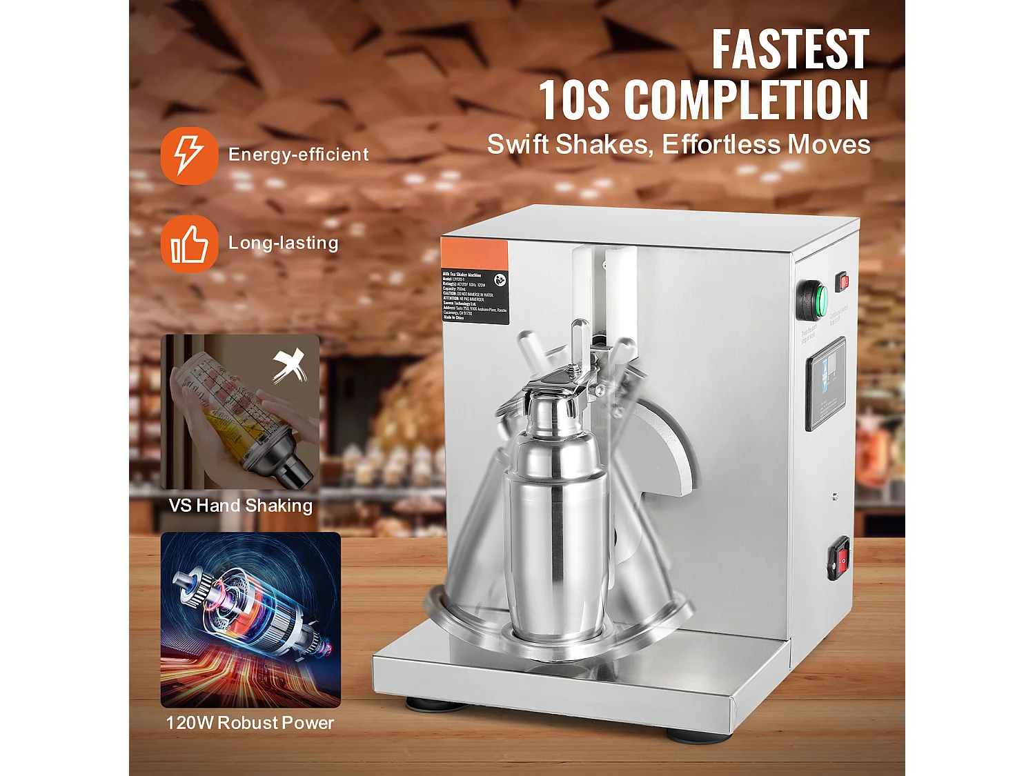 Elektrische Milkshakemachine SucceBuy, 120 W, van Roestvrij Staal voor Commercieel Gebruik