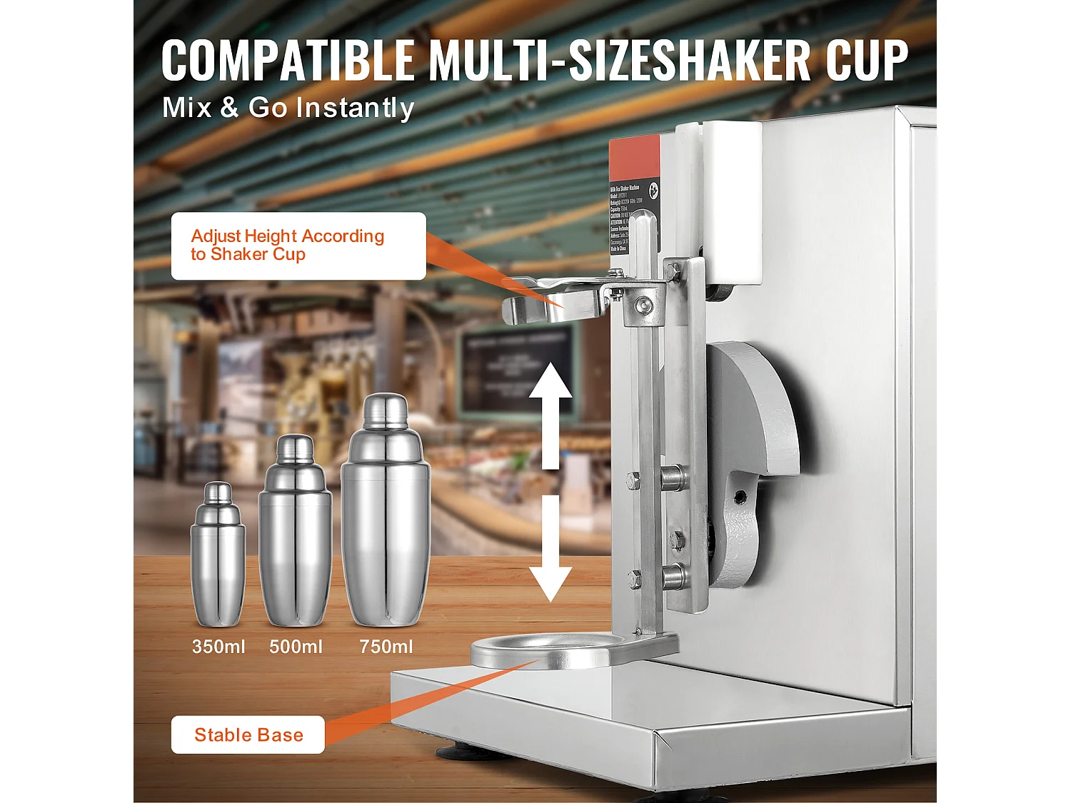 Elektrische Milkshakemachine SucceBuy, 120 W, van Roestvrij Staal voor Commercieel Gebruik