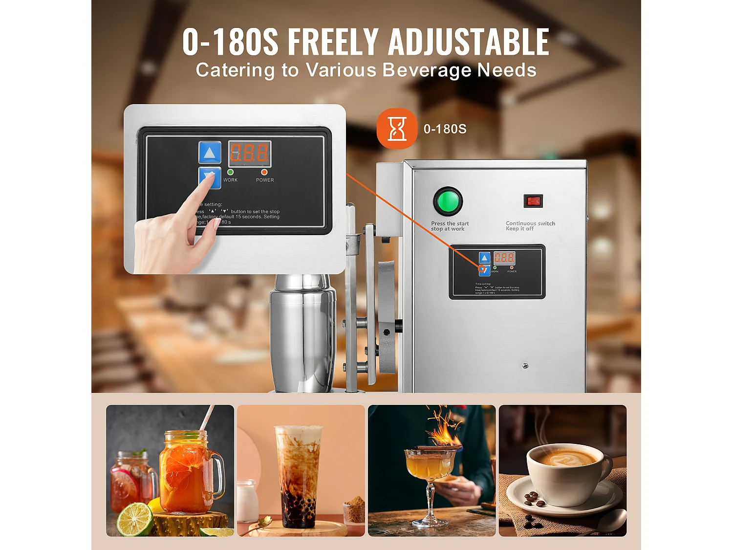 Elektrische Milkshakemachine SucceBuy, 120 W, van Roestvrij Staal voor Commercieel Gebruik