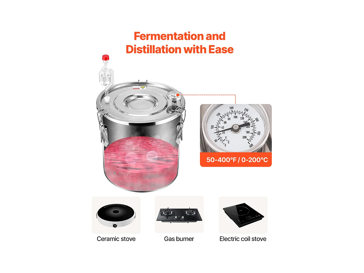 Distillateur d'Alcool SucceBuy Distillateur d'Eau Plate Moonshine 19 L avec Fût Thumper et Pompe à Eau 8W