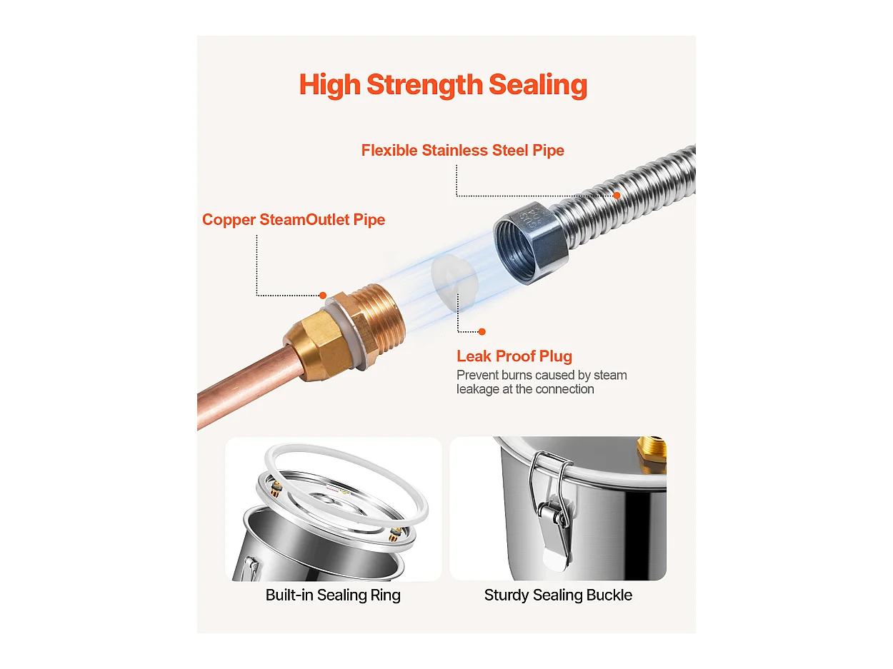 Distillateur d'Alcool SucceBuy Distillateur d'Eau Plate Moonshine 19 L avec Fût Thumper et Pompe à Eau 8W