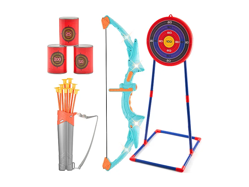 Ensemble d'Arc et de Flèches pour Enfants SucceBuy, avec Éclairage LED et 10 Flèches pour l'Extérieur