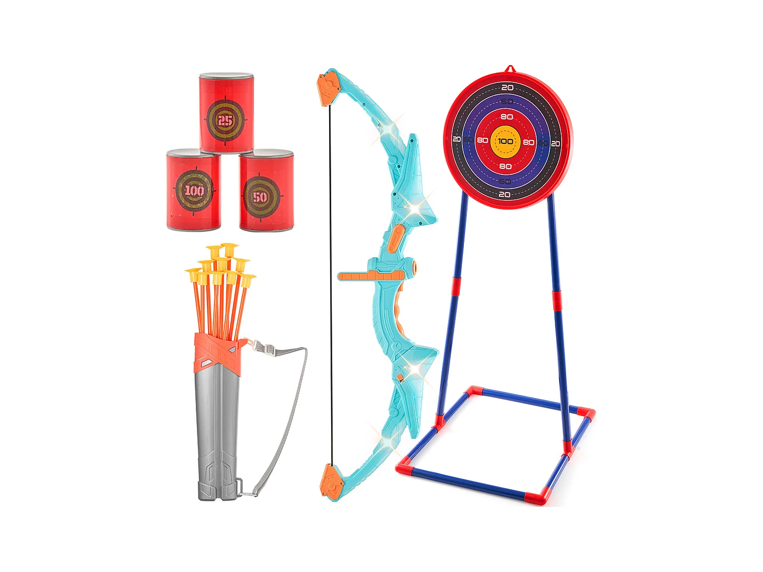 Ensemble d'Arc et de Flèches pour Enfants SucceBuy, avec Éclairage LED et 10 Flèches pour l'Extérieur