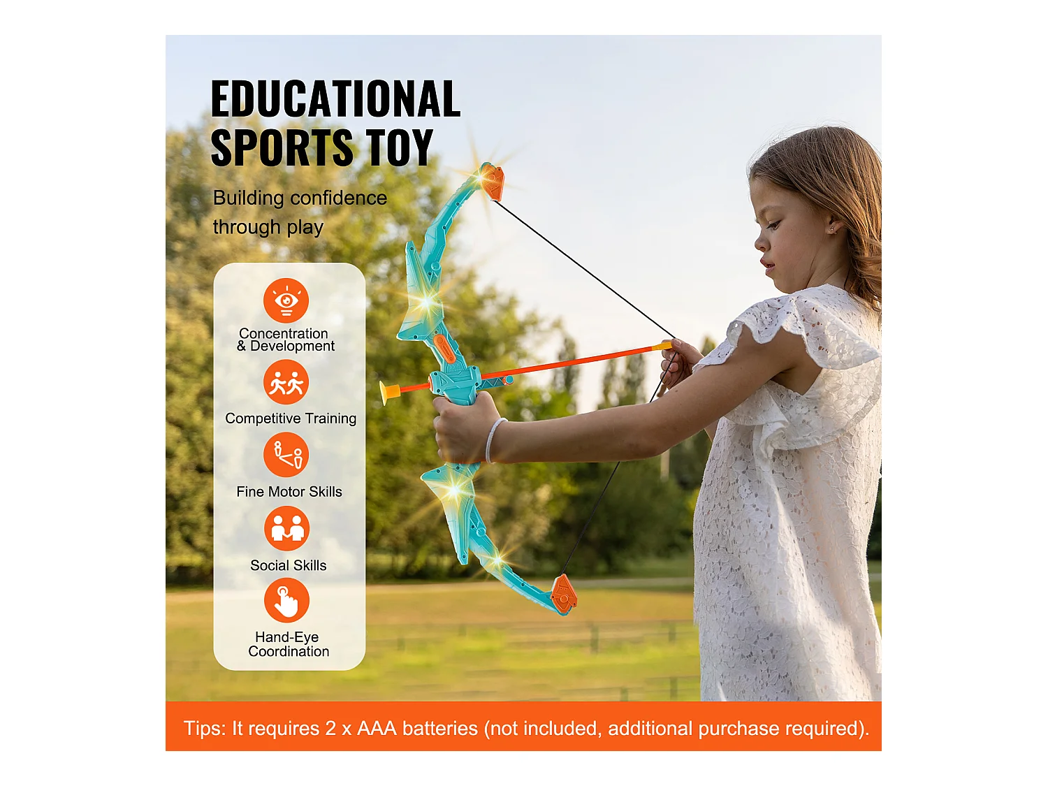 Ensemble d'Arc et de Flèches pour Enfants SucceBuy, avec Éclairage LED et 10 Flèches pour l'Extérieur