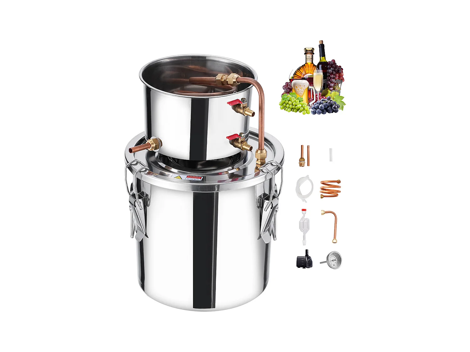 Distillateur d'Alcool SucceBuy Kit de Brassage de Distillateur d'Eau et d'Alcool Moonshine Still 11 L en Acier Inoxydable