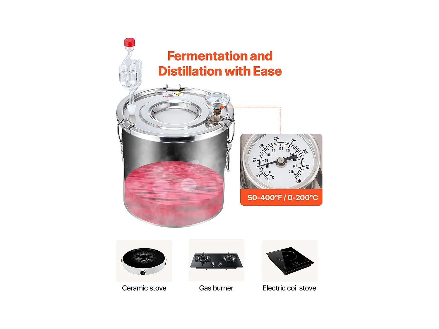 Distillateur d'Alcool SucceBuy Kit de Brassage de Distillateur d'Eau et d'Alcool Moonshine Still 11 L en Acier Inoxydable