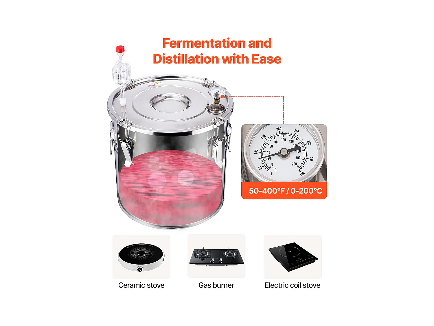 Distillateur d'Alcool SucceBuy Distillateur d'Eau Plate Moonshine 30 L avec Fût Thumper et Pompe à Eau 8W