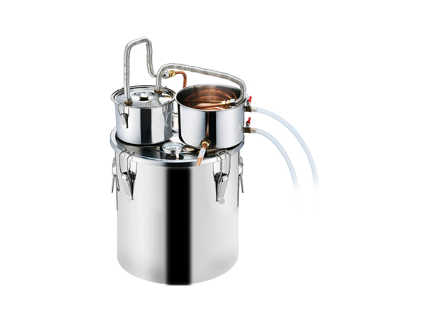 Distillateur d'Alcool SucceBuy Distillateur d'Eau Plate Moonshine 30 L avec Fût Thumper et Pompe à Eau 8W