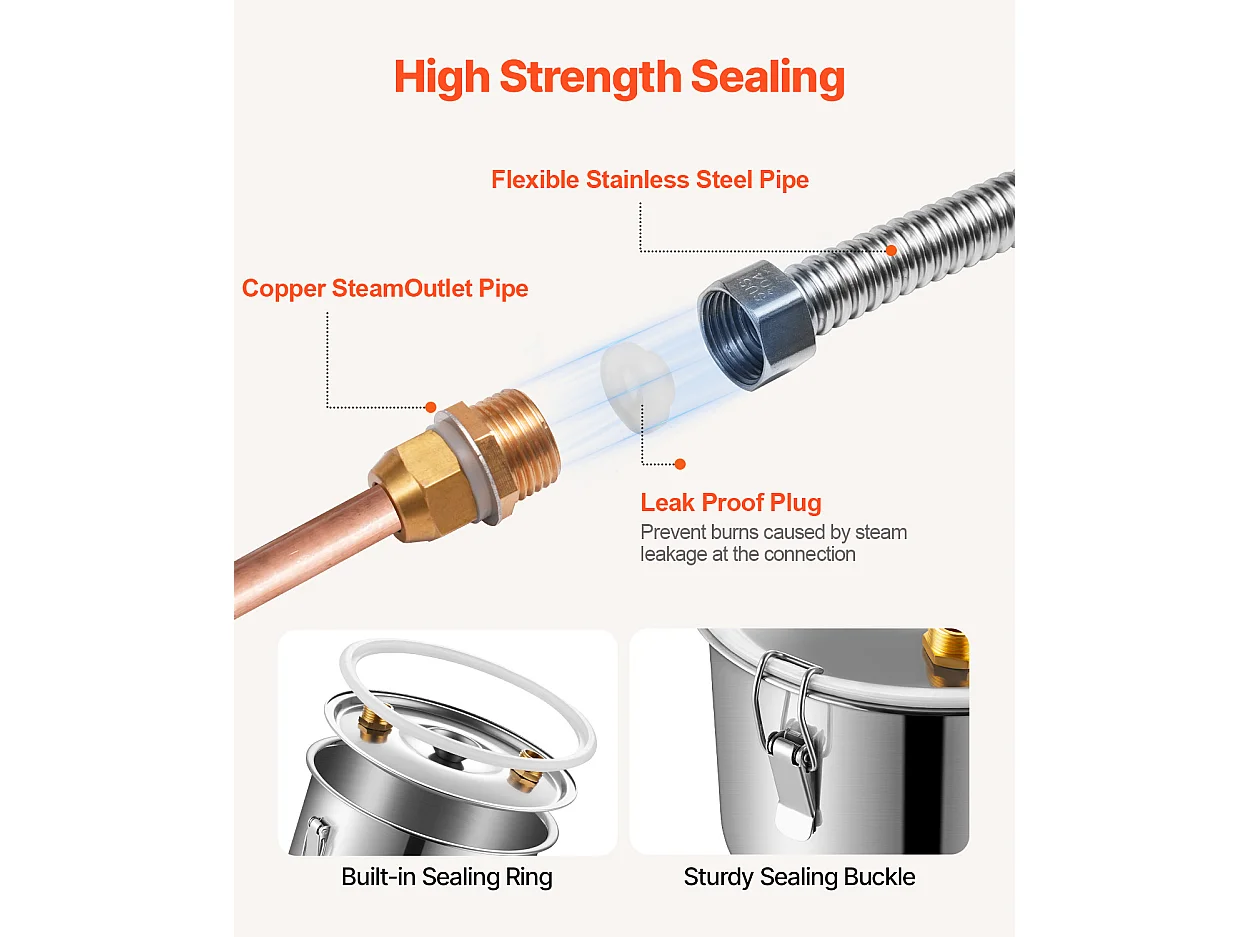 Destilador de Alcohol SucceBuy Destilador de Agua sin Gas de 30 L con Barril Thumper y Bomba de Agua de 8 W