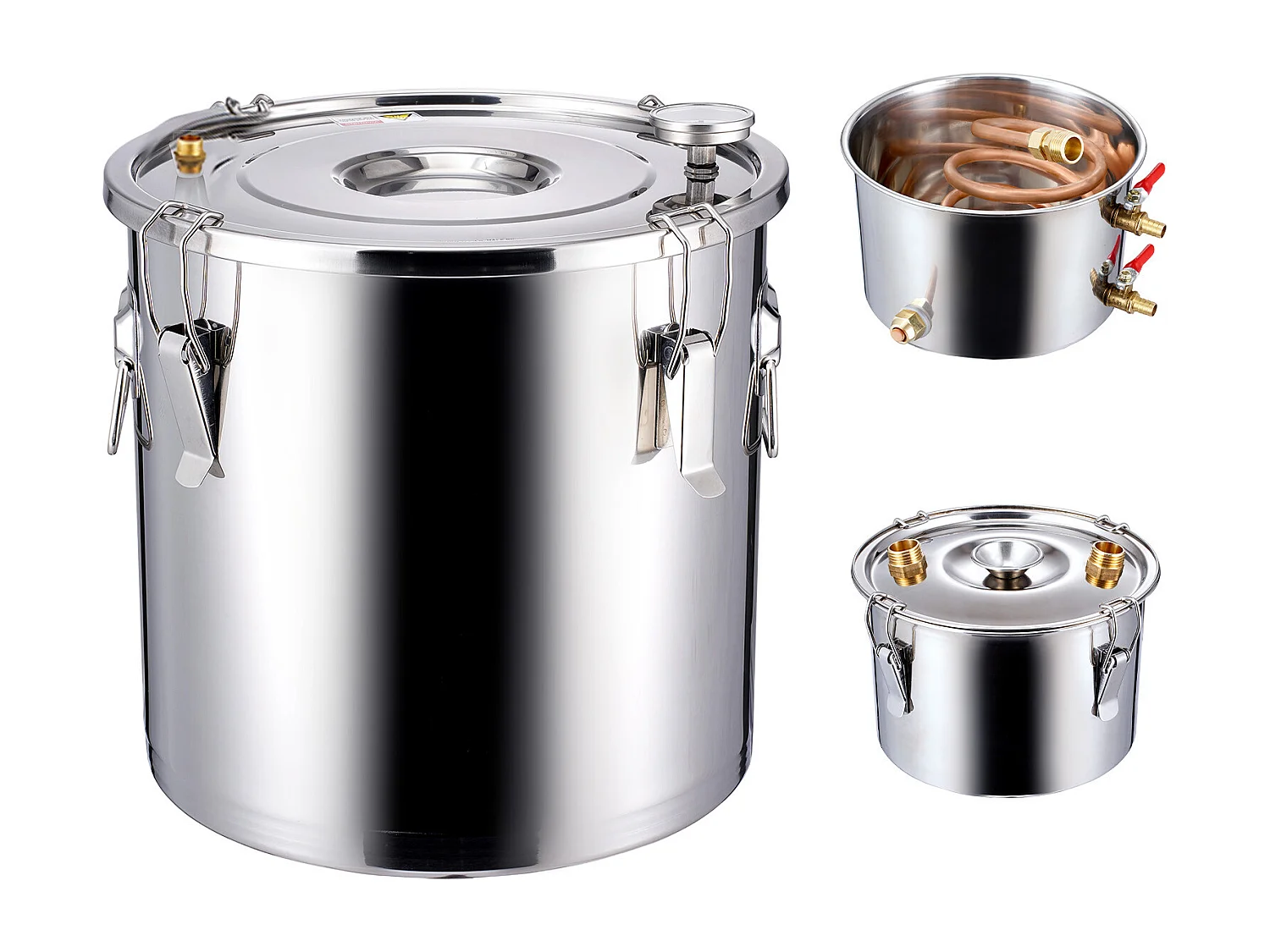 Destilador de Alcohol SucceBuy Destilador de Agua sin Gas de 30 L con Barril Thumper y Bomba de Agua de 8 W