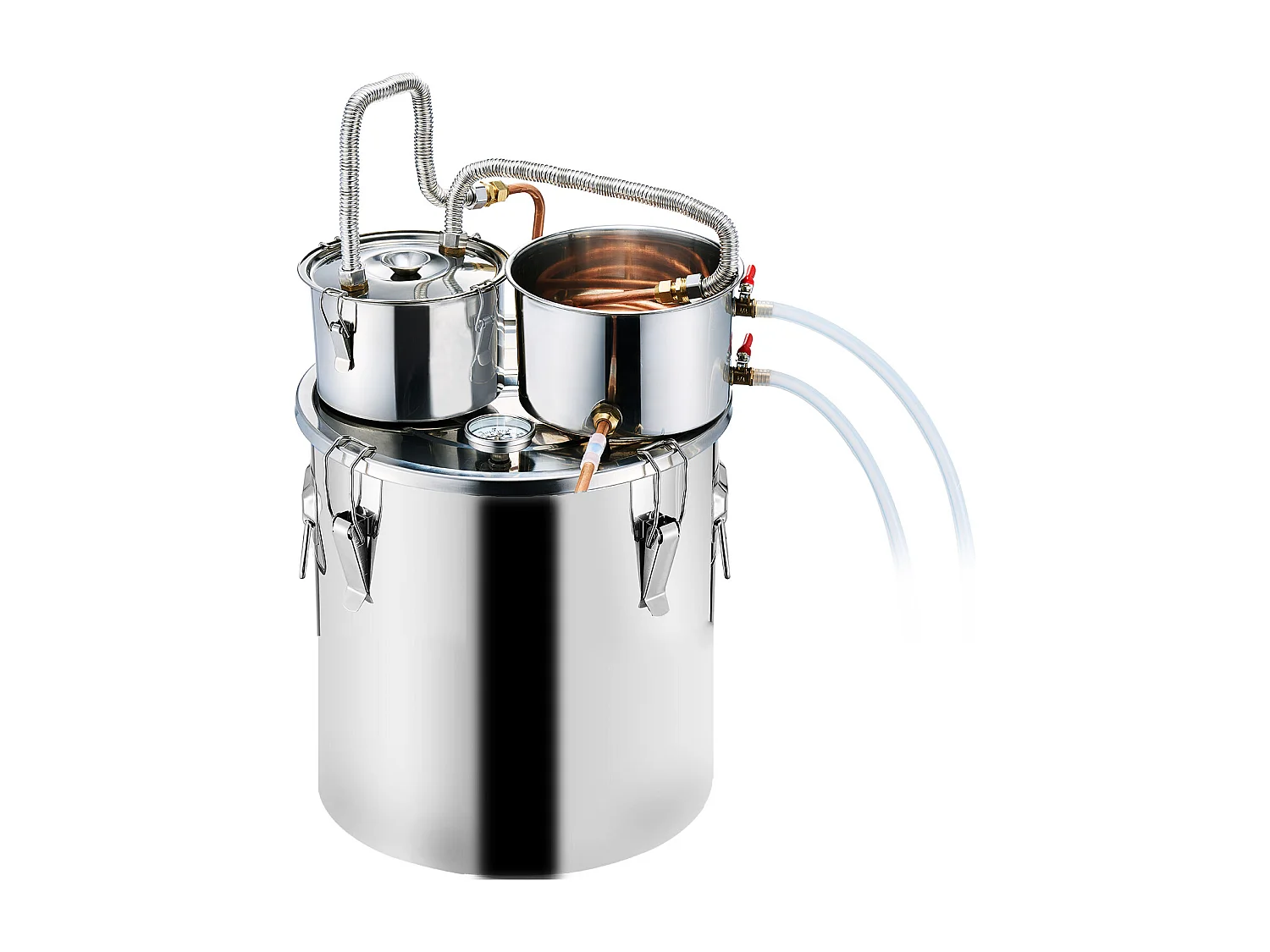 Destilador de Alcohol SucceBuy Destilador de Agua sin Gas de 30 L con Barril Thumper y Bomba de Agua de 8 W