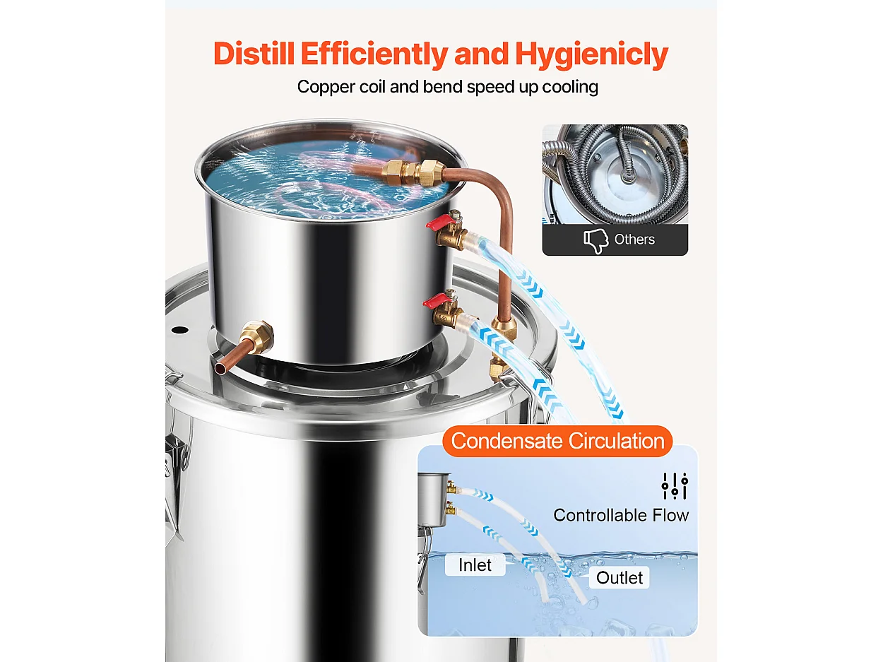 Alkoholdestilliergerät SucceBuy 19-l-Mondscheindestille, Brauset für Wasser und Alkohol, Edelstahl