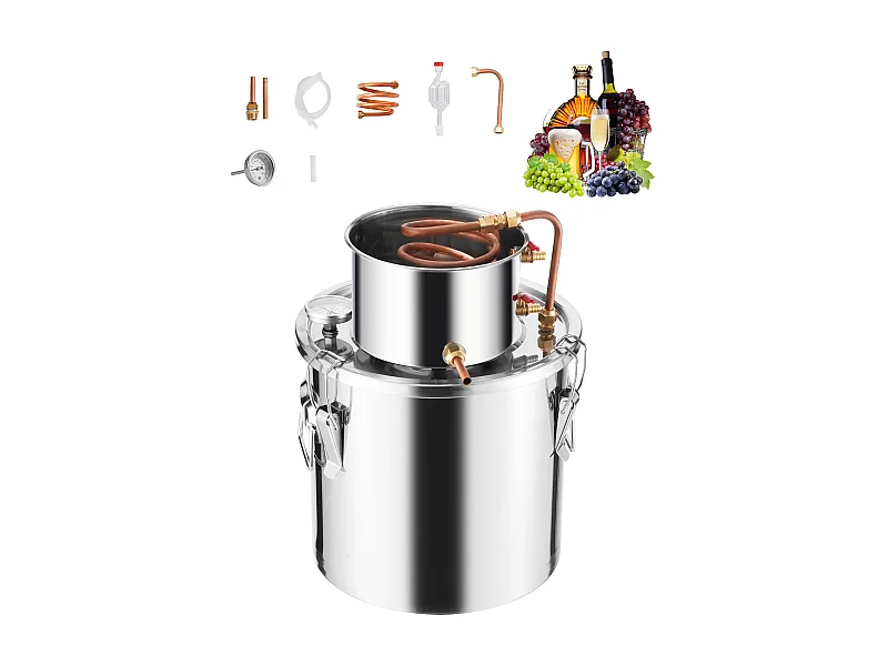 Distillateur d'Alcool SucceBuy Alambic Moonshine 19 L Kit de Brassage de Distillateur d'Eau et d'Alcool en Acier Inoxydable