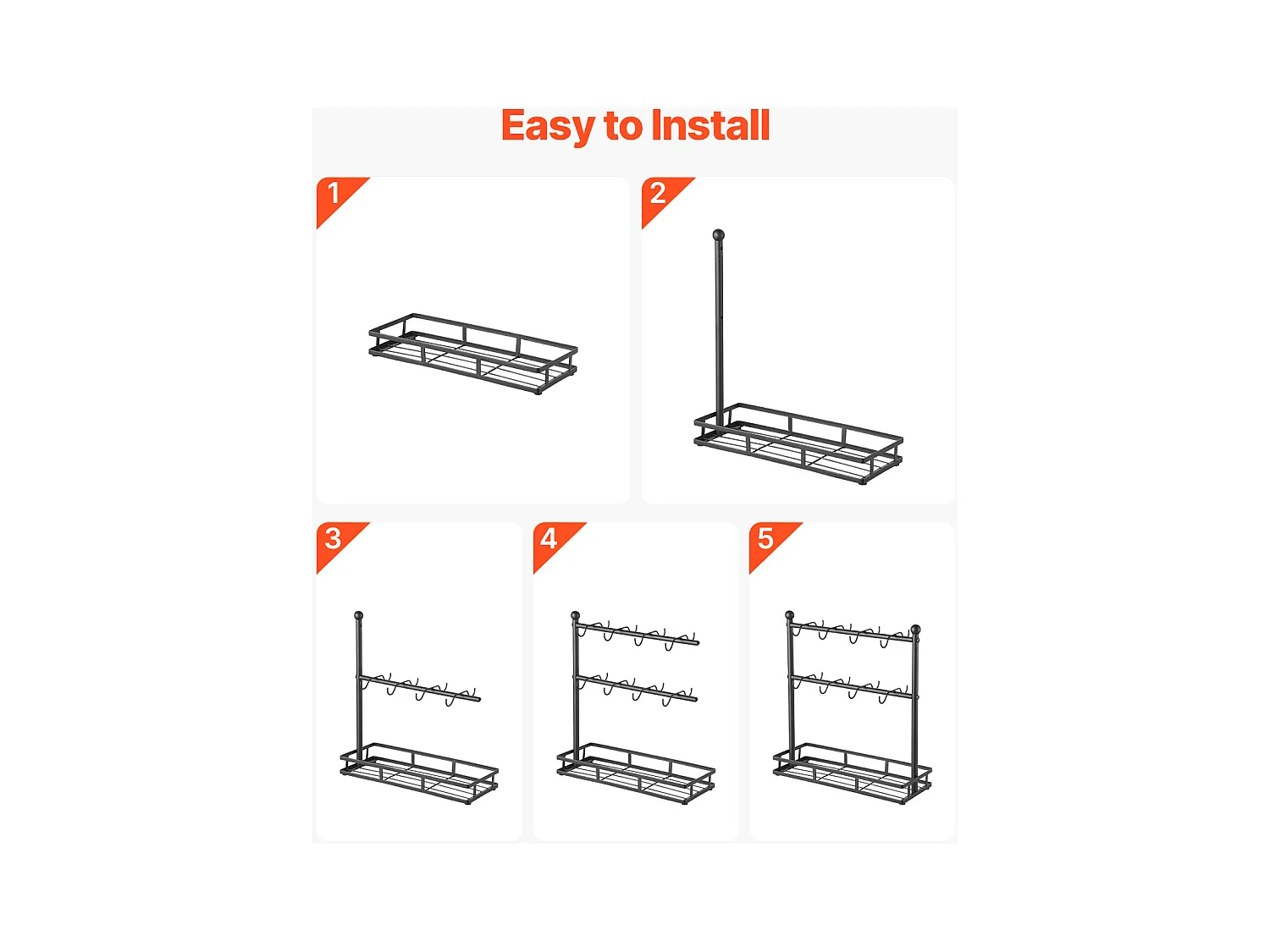 Porte-Tasse SucceBuy à Café pour Comptoir, Support de Tasse à 16 Crochets avec Organisateur de Base de Rangement